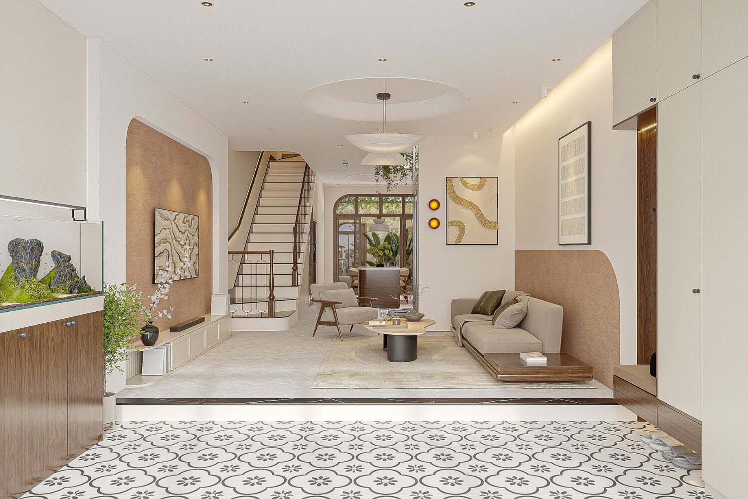 img src="bang-mau-trung-tinh.png" alt="Bảng màu trung tính như trắng, be và nâu gỗ trong thiết kế nội thất hiện đại"