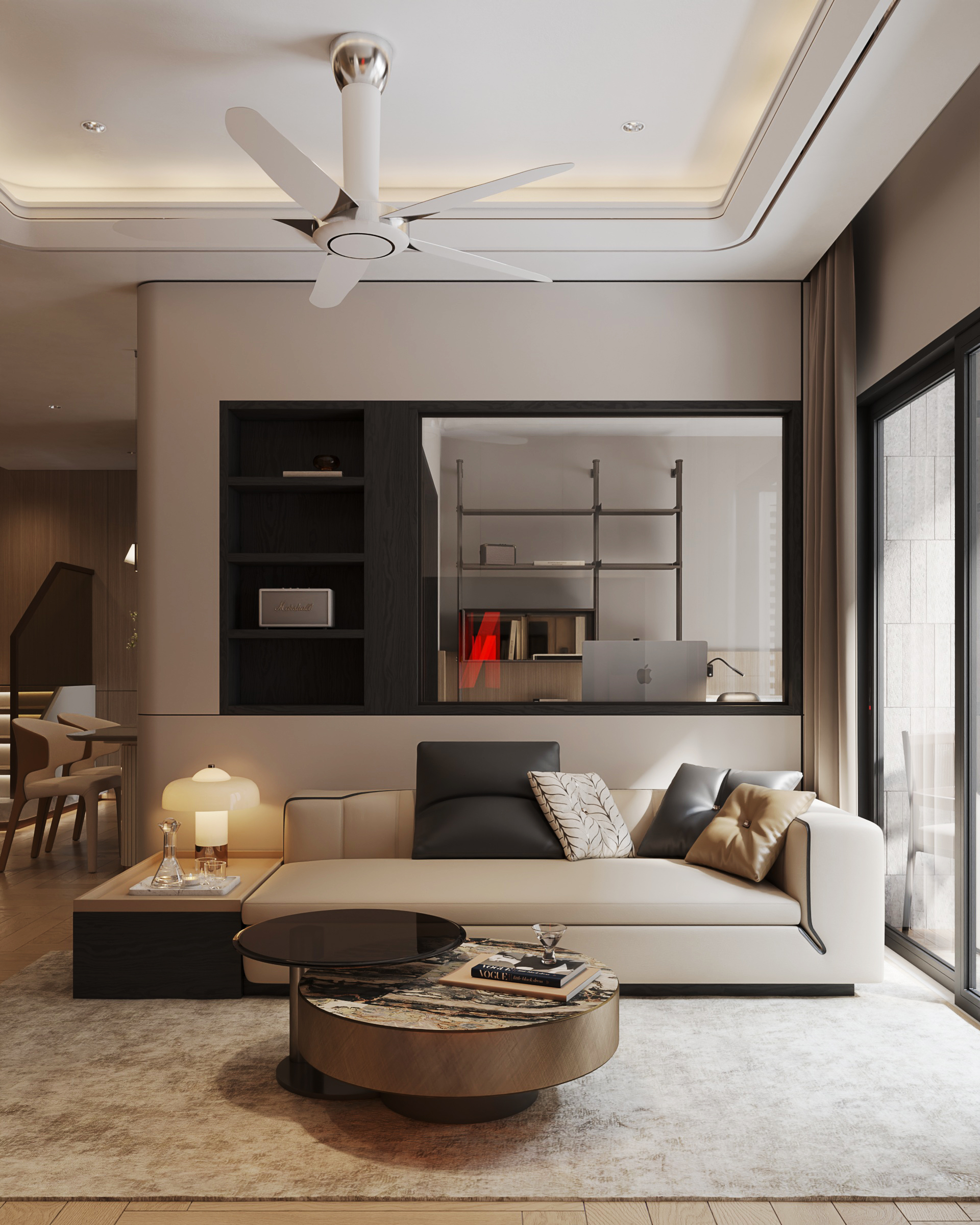 alt="thiết kế phòng khách japandi ấm cúng"