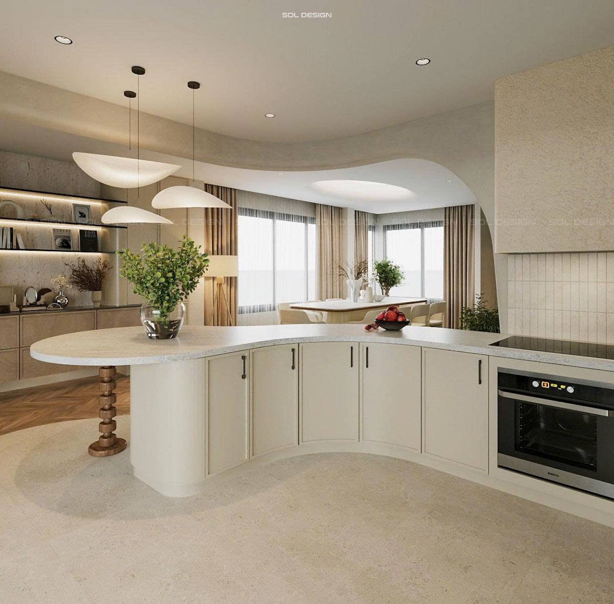 hệ tủ bếp panel đơn giản phong cách farmhouse hiện đại