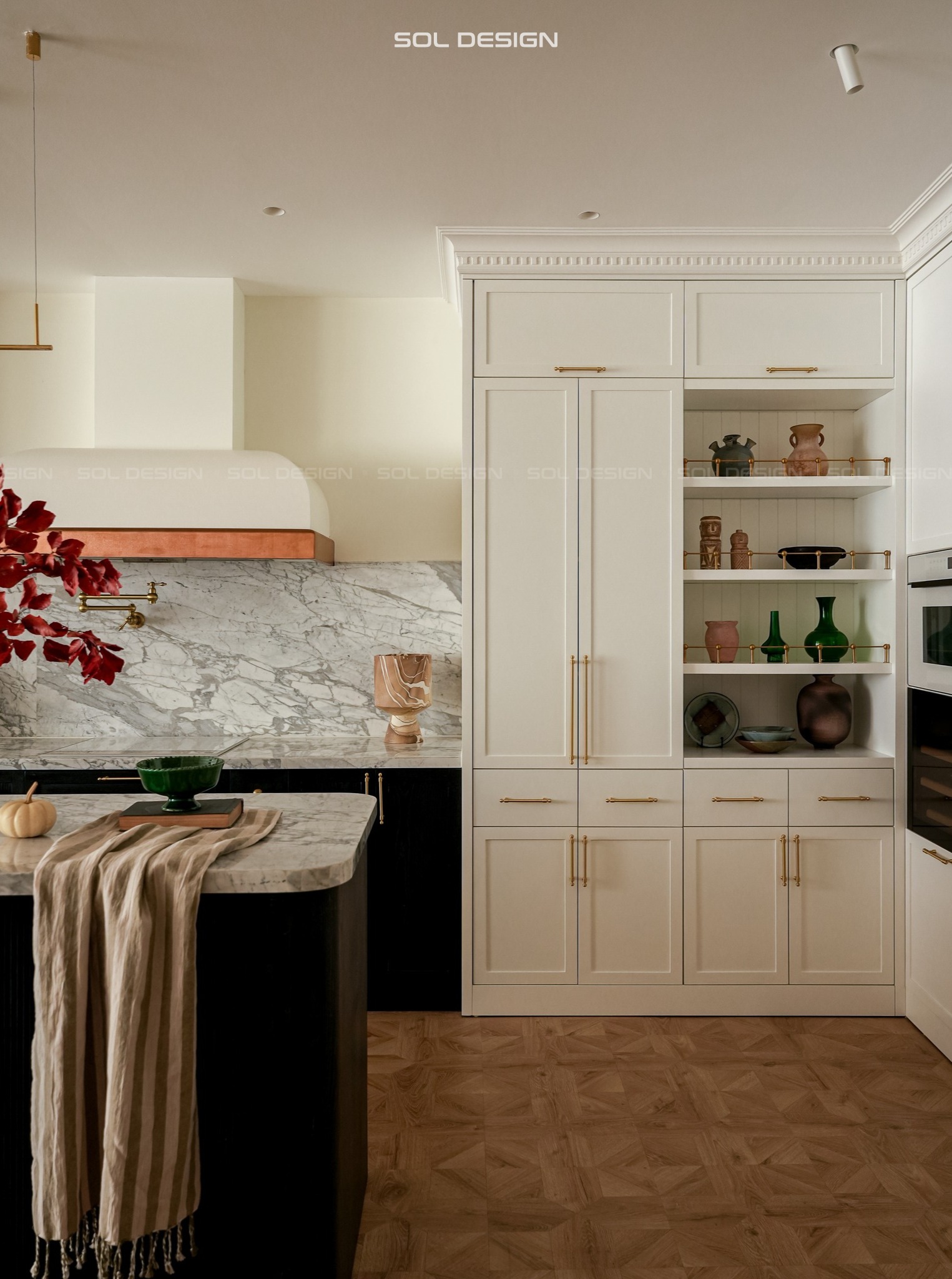 mảng tường gạch ốp wabi sabi trong dự án sol design