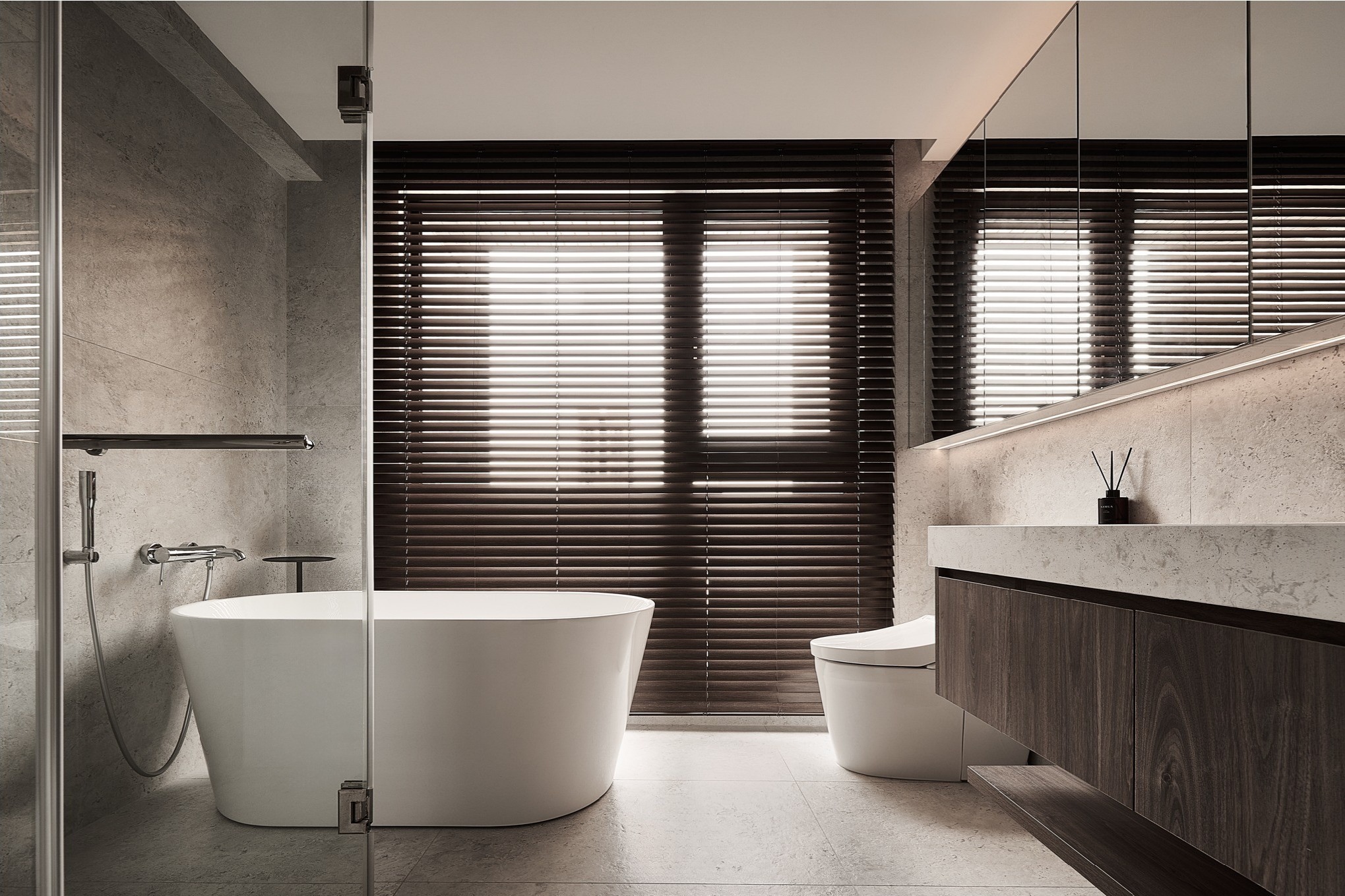gạch ốp phòng tắm phong cách wabi sabi bề mặt nhám