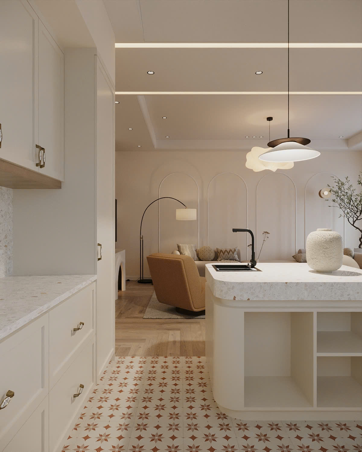 thiết kế bếp farmhouse dự án the healing space hà nội