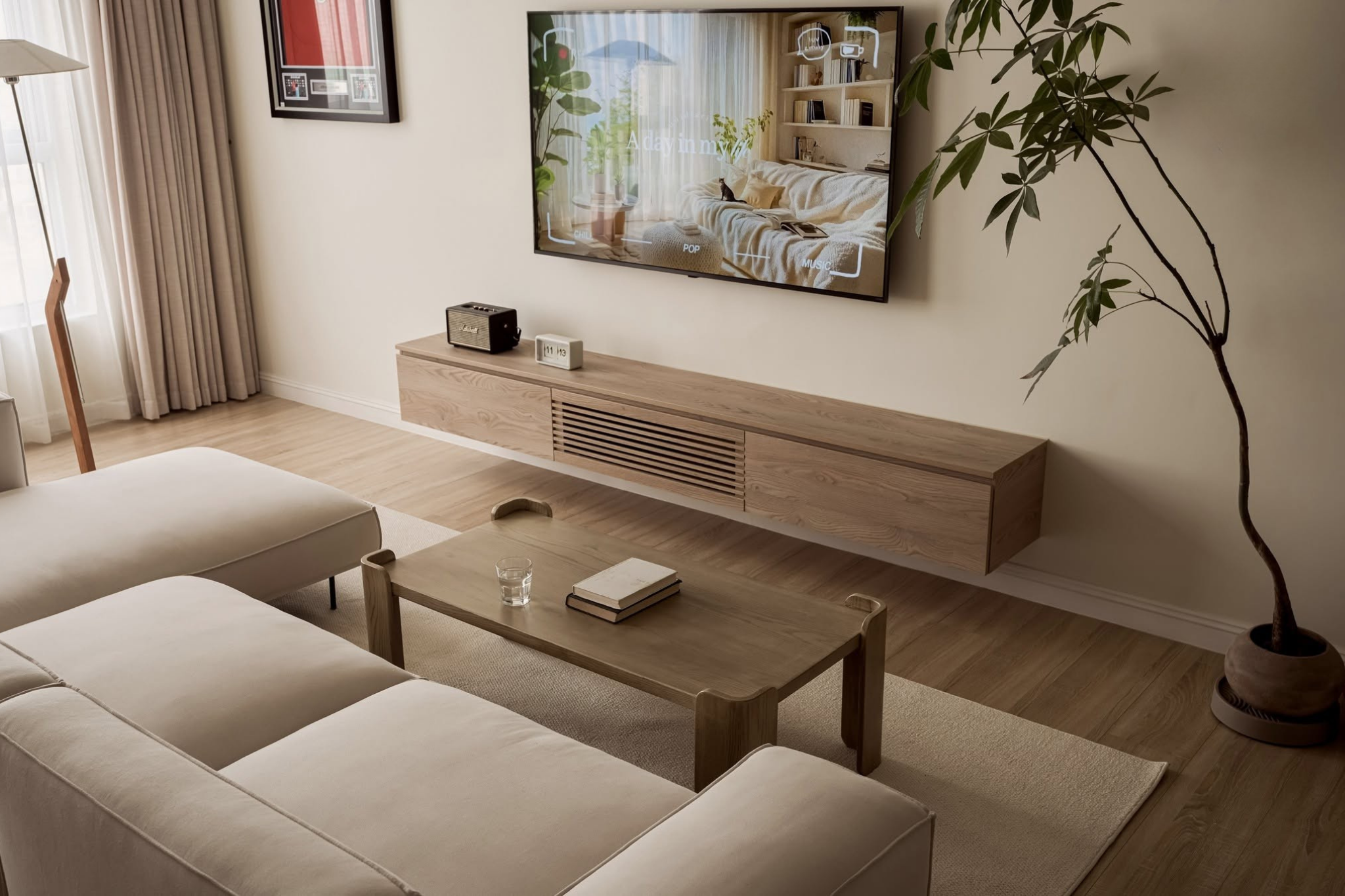 Thiết kế nội thất Japandi cho nhà phố với không gian mở và vật liệu gỗ tự nhiên